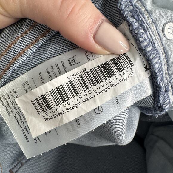 Quince Bella Stretch Straight Jeans Womens 30 Twilight Blue Fray Raw Hem Denim - Picture 11 of 13